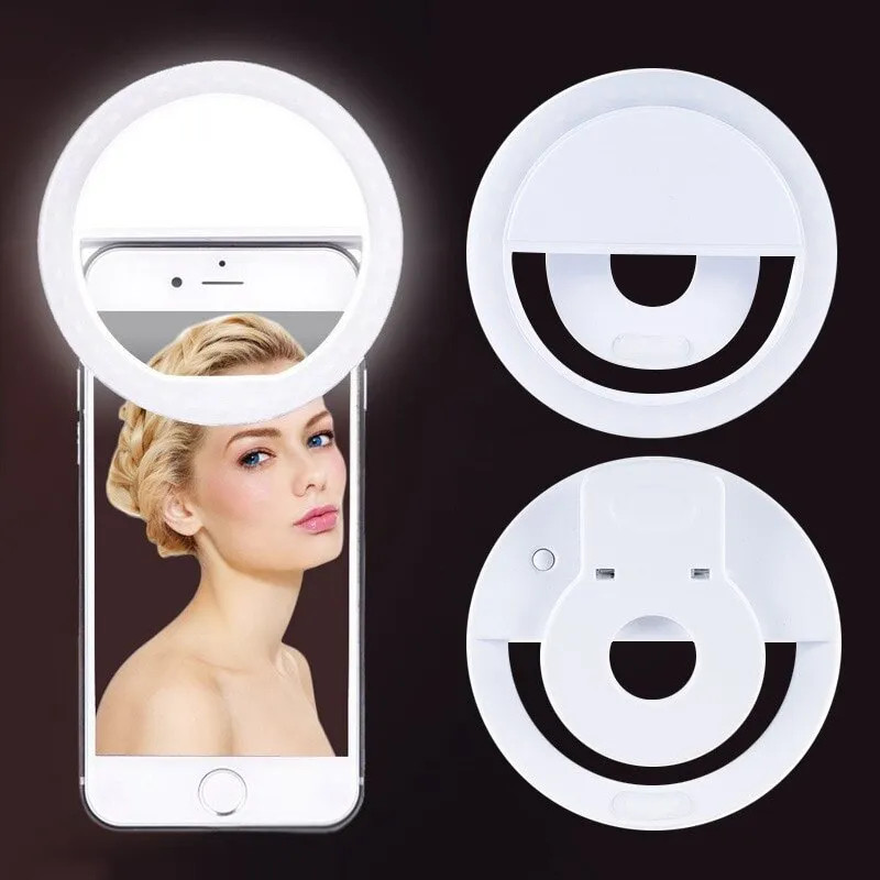 Photography Lighting Set Up - USB recarregável LED Selfie Ring Light