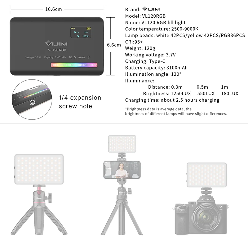 Nova Luz de Preenchimento RGB  - Photography Mobile Lighting avaliação e preço