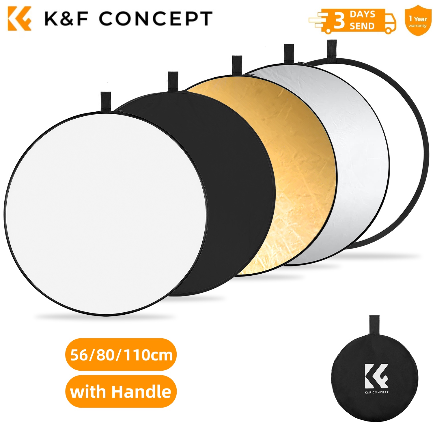 K&F CONCEPT 56/80/110cm Acessó - Photography Lighting Reflectors avaliação e preço