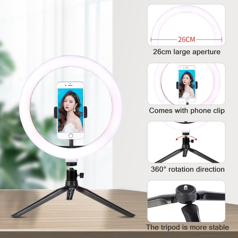 26cm 10 polegada led anel self - Photography Lighting Set Up avaliação e preço